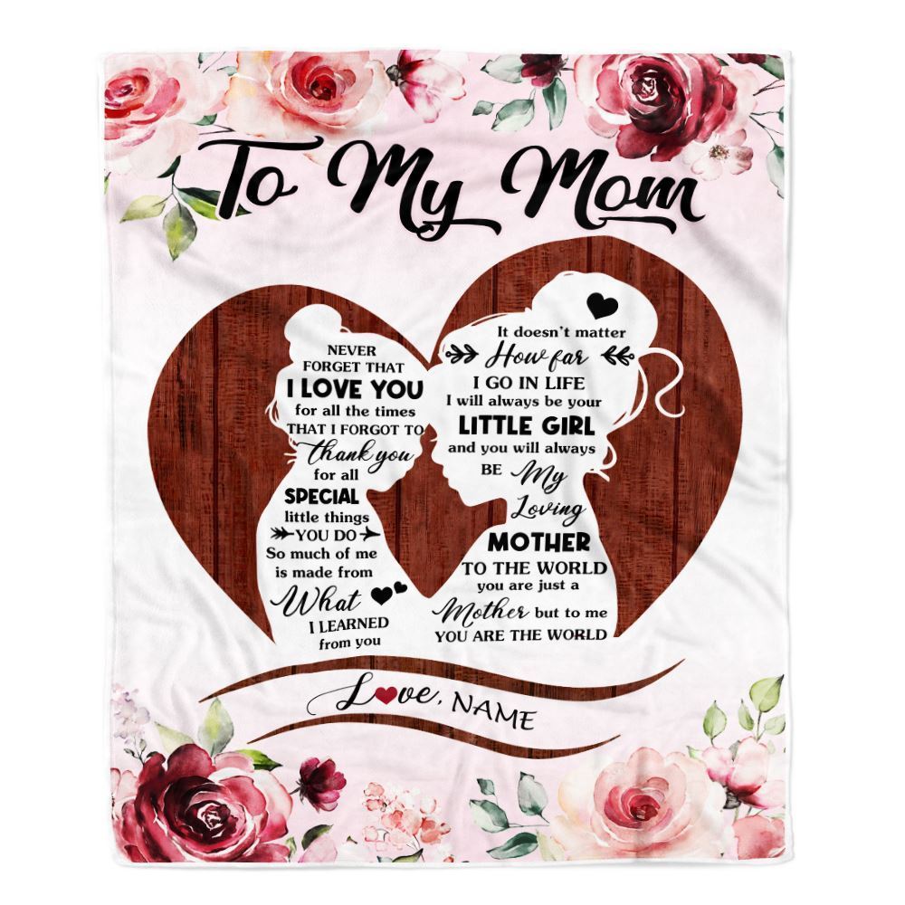 Personalized To My Mom Blanket From Daughter Never Forget I Love You Heart Flower Mom Blanket, Mother's Day Blanket, Presents For Her