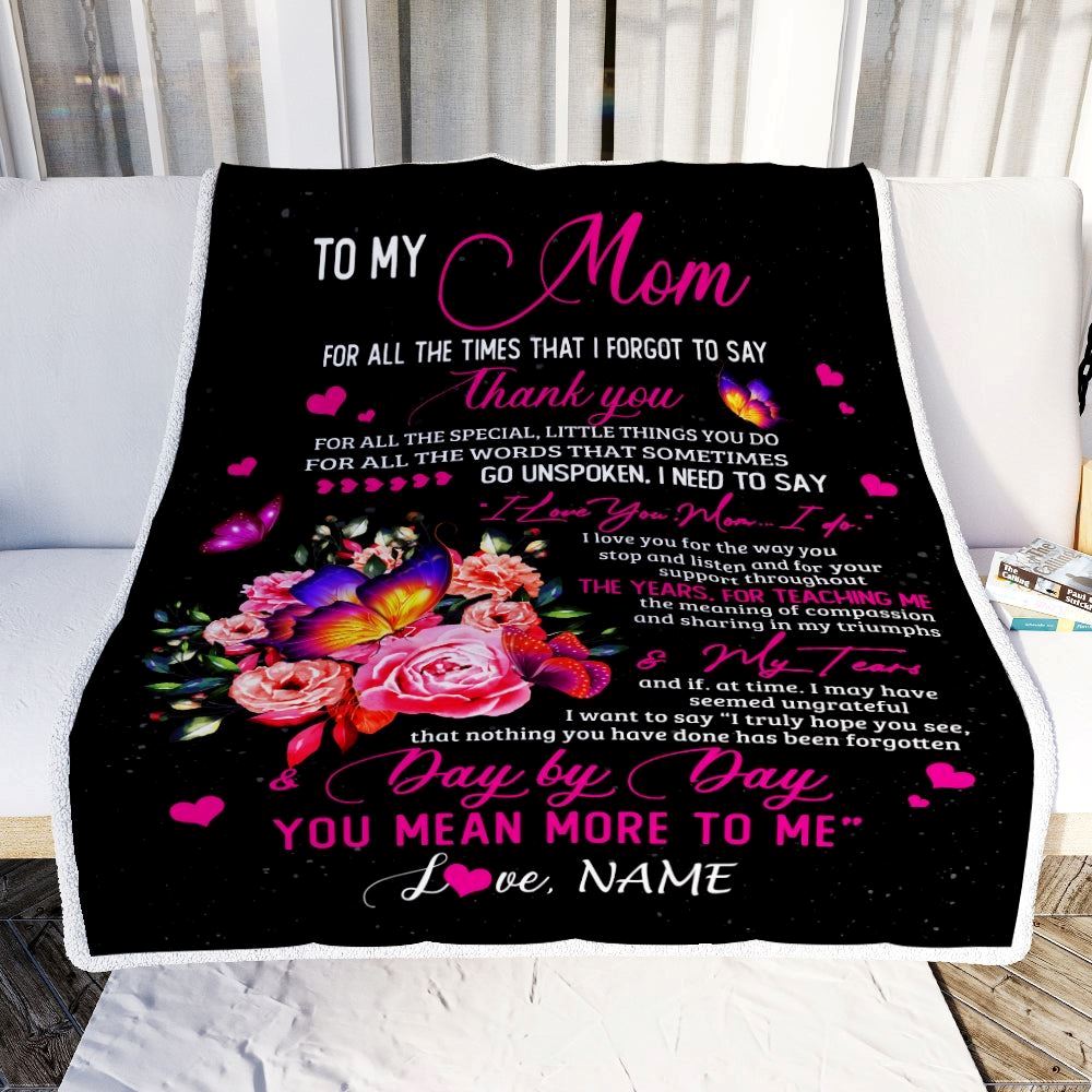 Personalized To My Mom Blanket From Daughter Son Flower Butterfly Thank You For All The Special Blanket, Mother's Day Blanket, Presents For Her