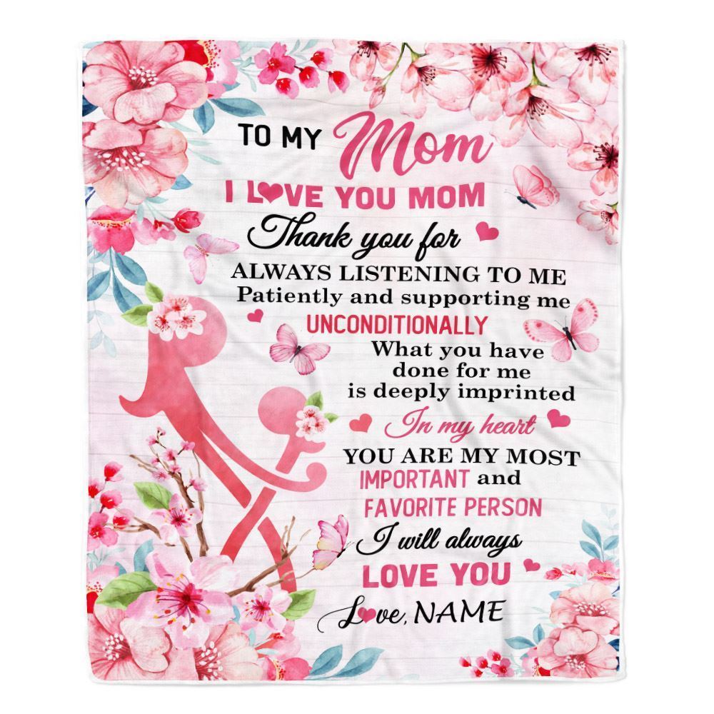 Personalized To My Mom Blanket From Daughter Son I Love You Mom Thank You Blanket, Mother's Day Blanket, Presents For Her