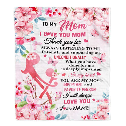 Personalized To My Mom Blanket From Daughter Son I Love You Mom Thank You Blanket, Mother's Day Blanket, Presents For Her