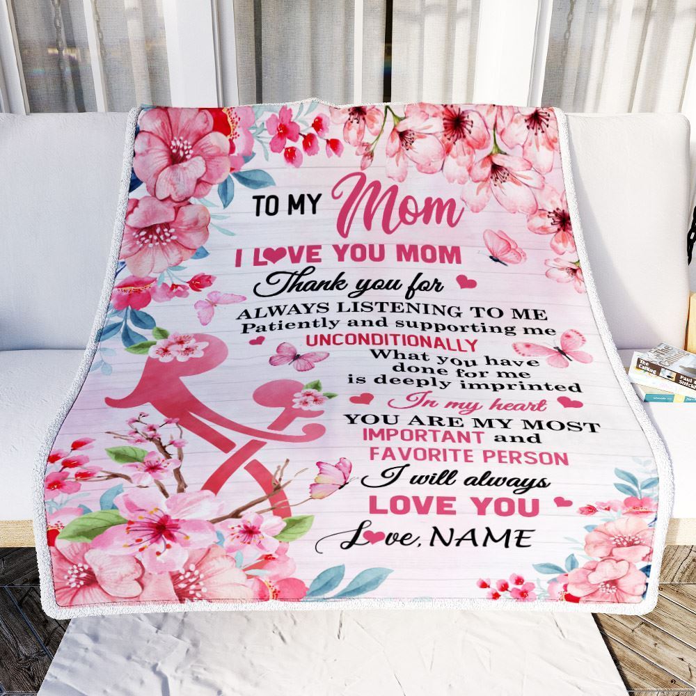 Personalized To My Mom Blanket From Daughter Son I Love You Mom Thank You Blanket, Mother's Day Blanket, Presents For Her