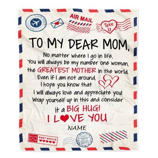 Personalized To My Mom Blanket From Daughter Son Letter Air Mail Best Mom Hug Blanket, Mother's Day Blanket, Presents For Her