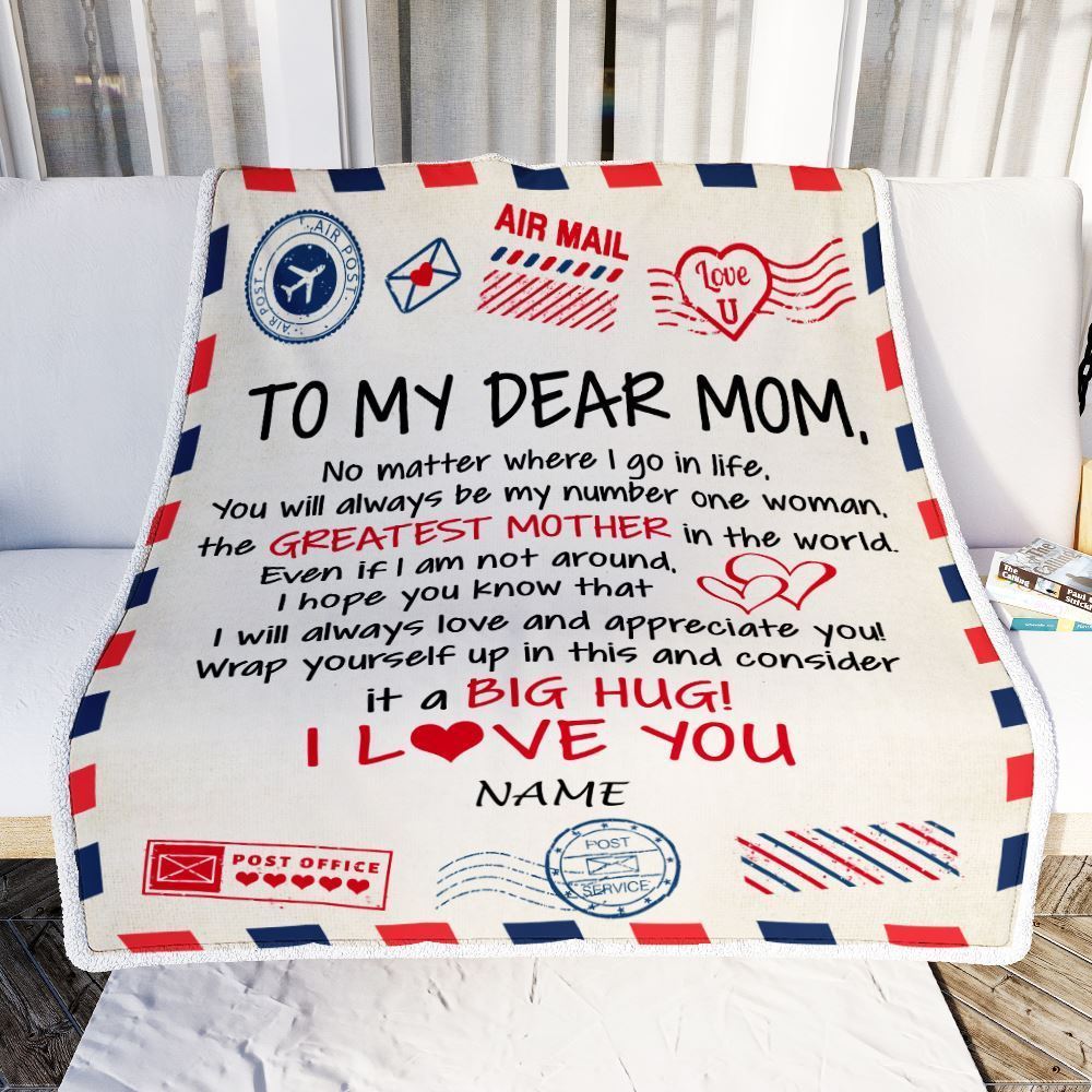 Personalized To My Mom Blanket From Daughter Son Letter Air Mail Best Mom Hug Blanket, Mother's Day Blanket, Presents For Her
