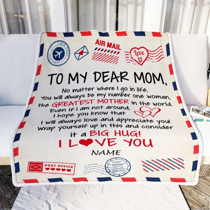 Personalized To My Mom Blanket From Daughter Son Letter Air Mail Best Mom Hug Blanket, Mother's Day Blanket, Presents For Her