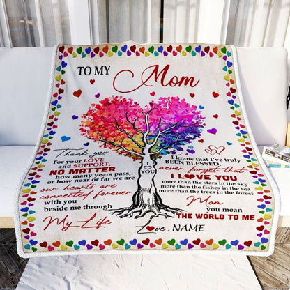 Personalized To My Mom Blanket From Daughter Son Never Forget That I Love You You Mean The World to Me Blanket, Mother's Day Blanket, Presents For Her