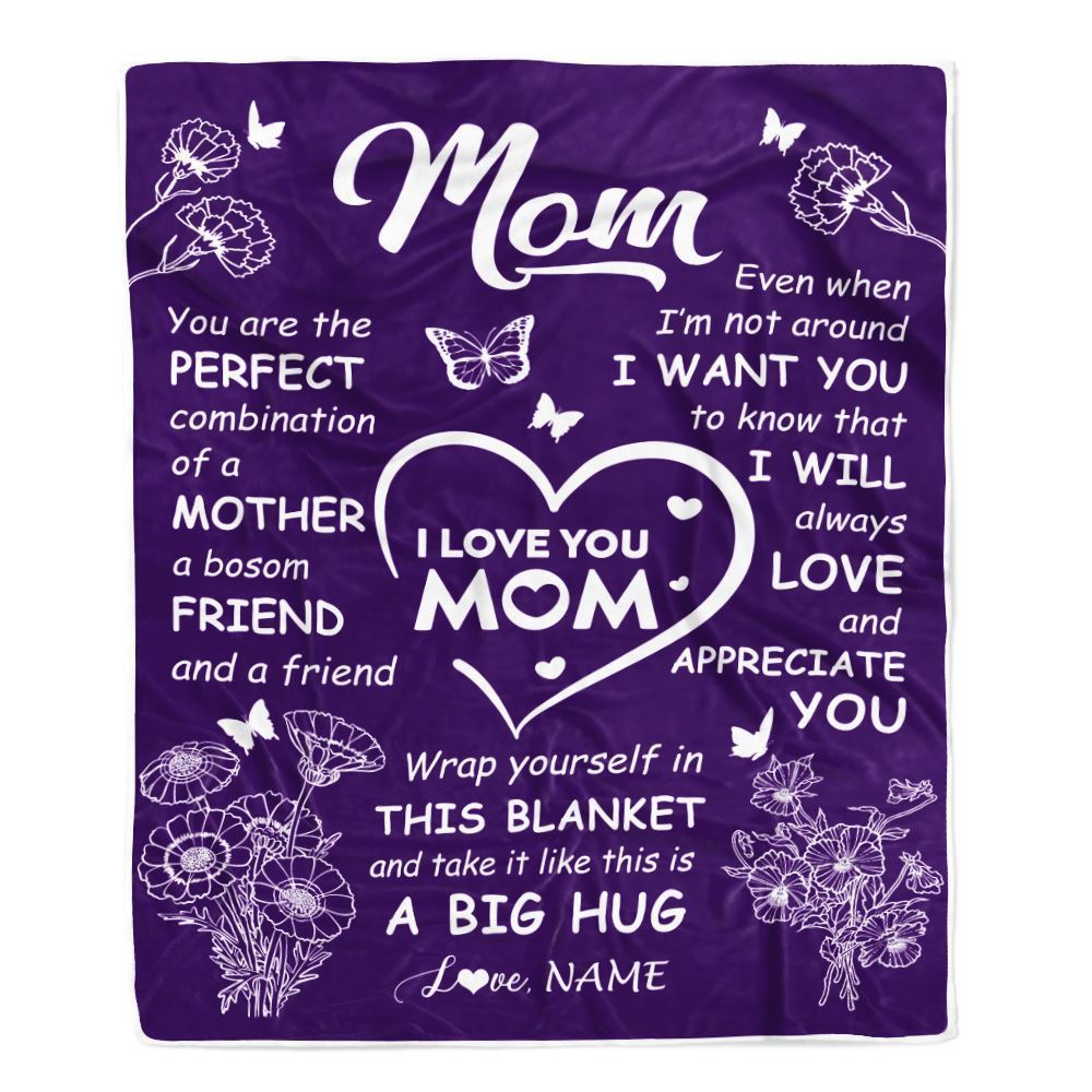 Personalized To My Mom Blanket From Daughter Son Purple You Are The Perfect Mom Blanket, Mother's Day Blanket, Presents For Her
