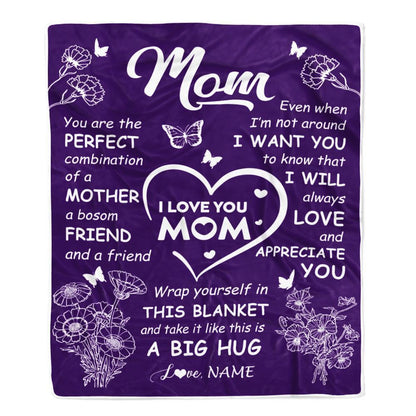 Personalized To My Mom Blanket From Daughter Son Purple You Are The Perfect Mom Blanket, Mother's Day Blanket, Presents For Her