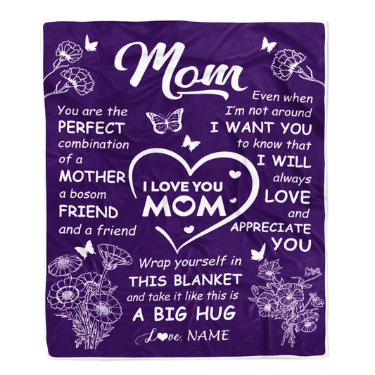 Personalized To My Mom Blanket From Daughter Son Purple You Are The Perfect Mom Blanket, Mother's Day Blanket, Presents For Her