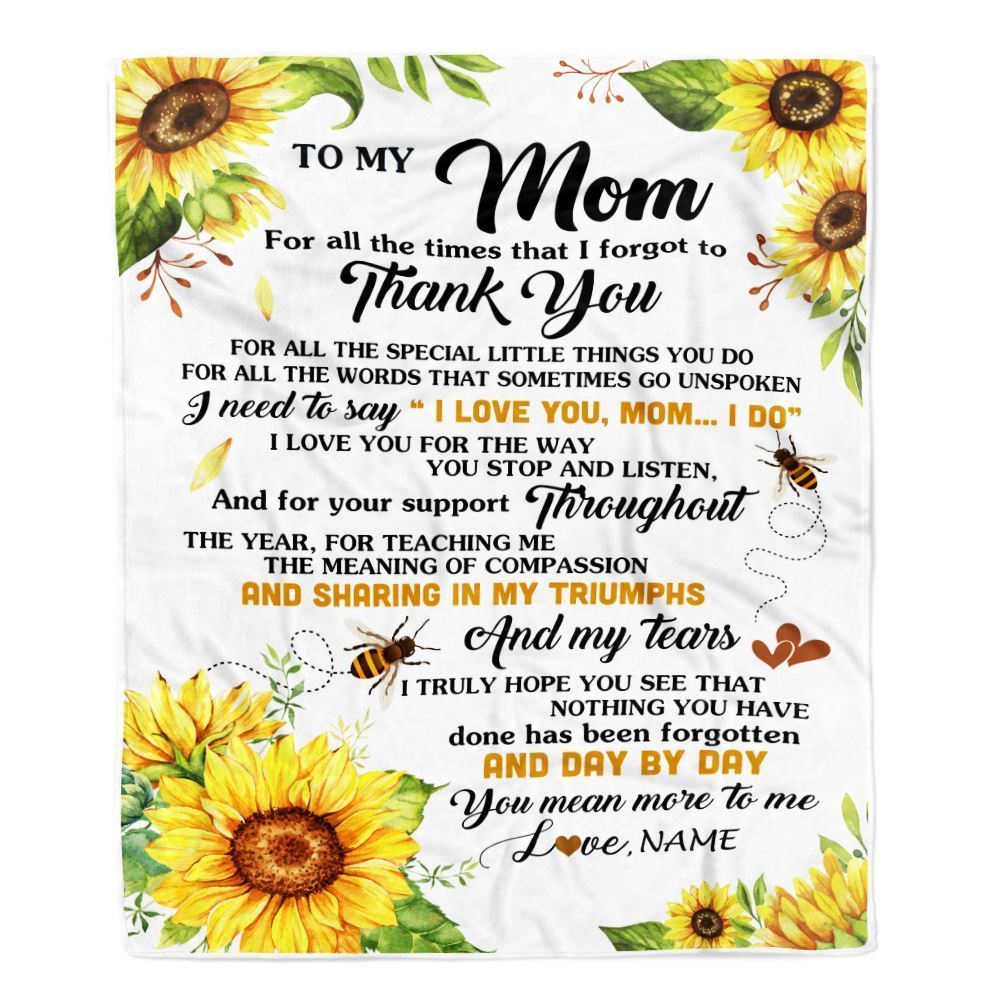 Personalized To My Mom Blanket From Daughter Son Sunflower Thank You I Love You Blanket, Mother's Day Blanket, Presents For Her