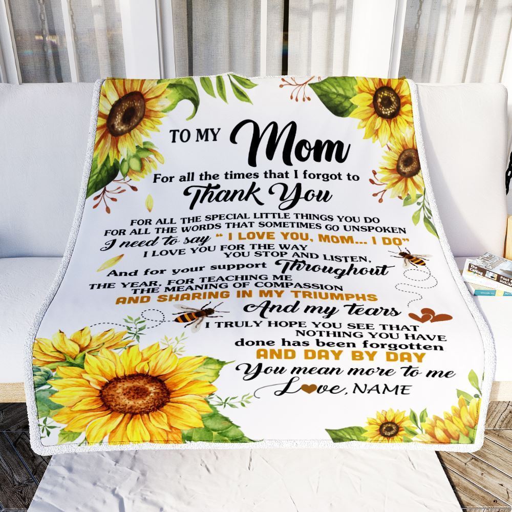 Personalized To My Mom Blanket From Daughter Son Sunflower Thank You I Love You Blanket, Mother's Day Blanket, Presents For Her