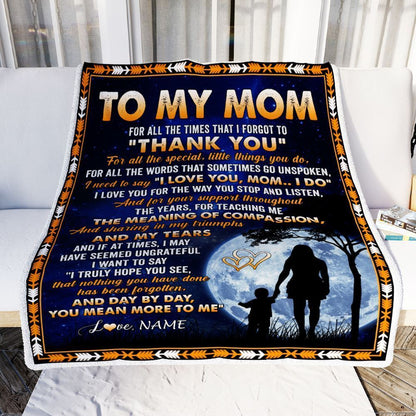 Personalized To My Mom Blanket From Daughter Son Thank You Grateful Love Blanket, Mother's Day Blanket, Presents For Her
