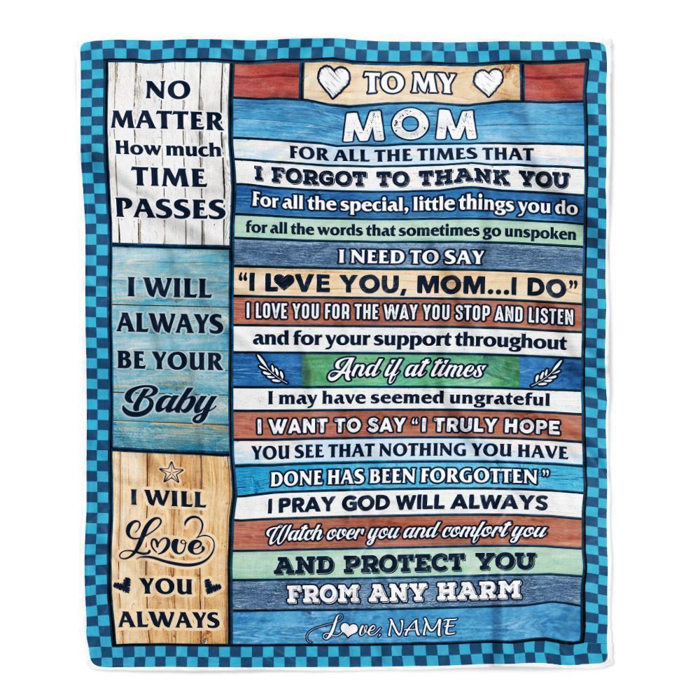 Personalized To My Mom Blanket From Daughter Son Wood I Love You Thank You Blanket, Mother's Day Blanket, Presents For Her