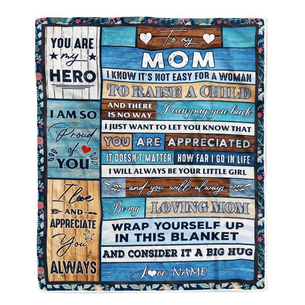 Personalized To My Mom Blanket From Daughter Son Wood It A Big Hug Be My Loving Blanket, Mother's Day Blanket, Presents For Her