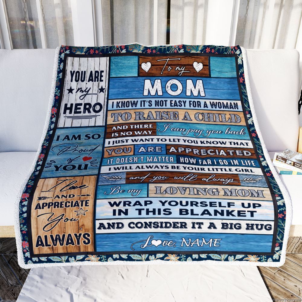 Personalized To My Mom Blanket From Daughter Son Wood It A Big Hug Be My Loving Blanket, Mother's Day Blanket, Presents For Her