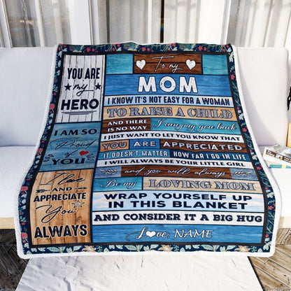Personalized To My Mom Blanket From Daughter Son Wood It A Big Hug Be My Loving Blanket, Mother's Day Blanket, Presents For Her