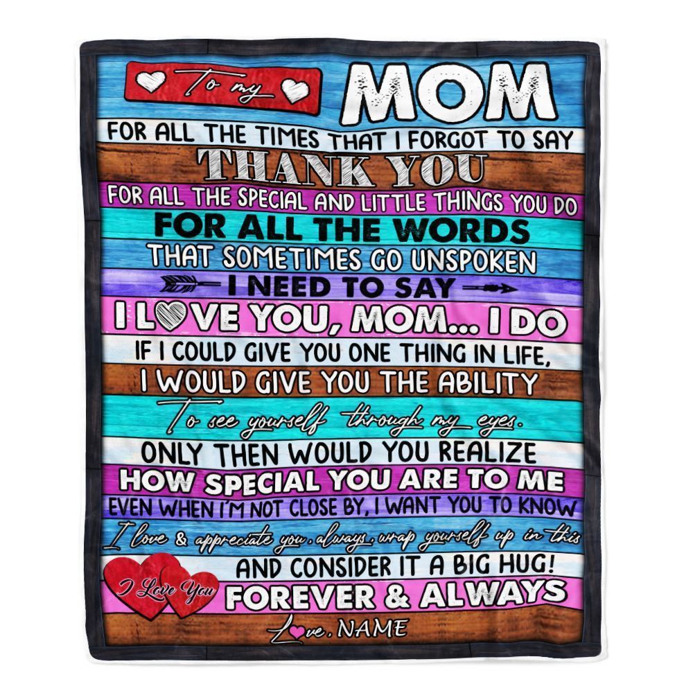 Personalized To My Mom Blanket From Daughter Son Wood Thank You I Love You Blanket, Mother's Day Blanket, Presents For Her