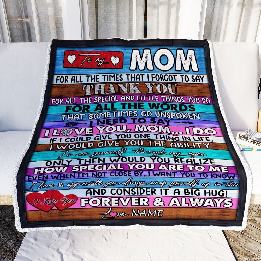 Personalized To My Mom Blanket From Daughter Son Wood Thank You I Love You Blanket, Mother's Day Blanket, Presents For Her