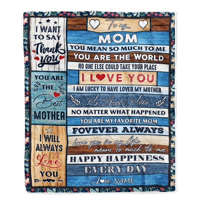 Personalized To My Mom Blanket From Daughter Son Wood You Are My Favorite Blanket, Mother's Day Blanket, Presents For Her