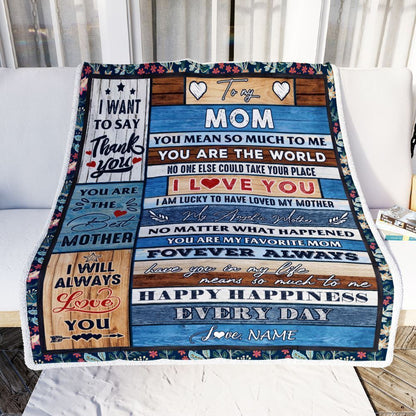 Personalized To My Mom Blanket From Daughter Son Wood You Are My Favorite Blanket, Mother's Day Blanket, Presents For Her