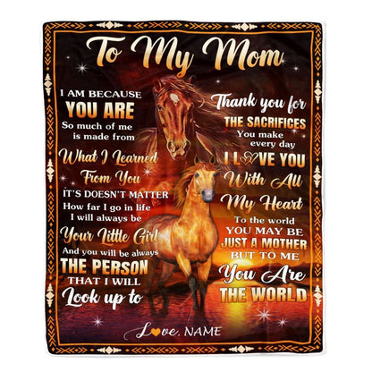 Personalized To My Mom Blanket From Daughter Thank You For The Sacrifices Horse Blanket, Mother's Day Blanket, Presents For Her