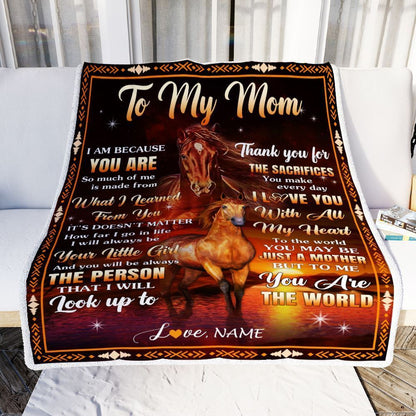 Personalized To My Mom Blanket From Daughter Thank You For The Sacrifices Horse Blanket, Mother's Day Blanket, Presents For Her
