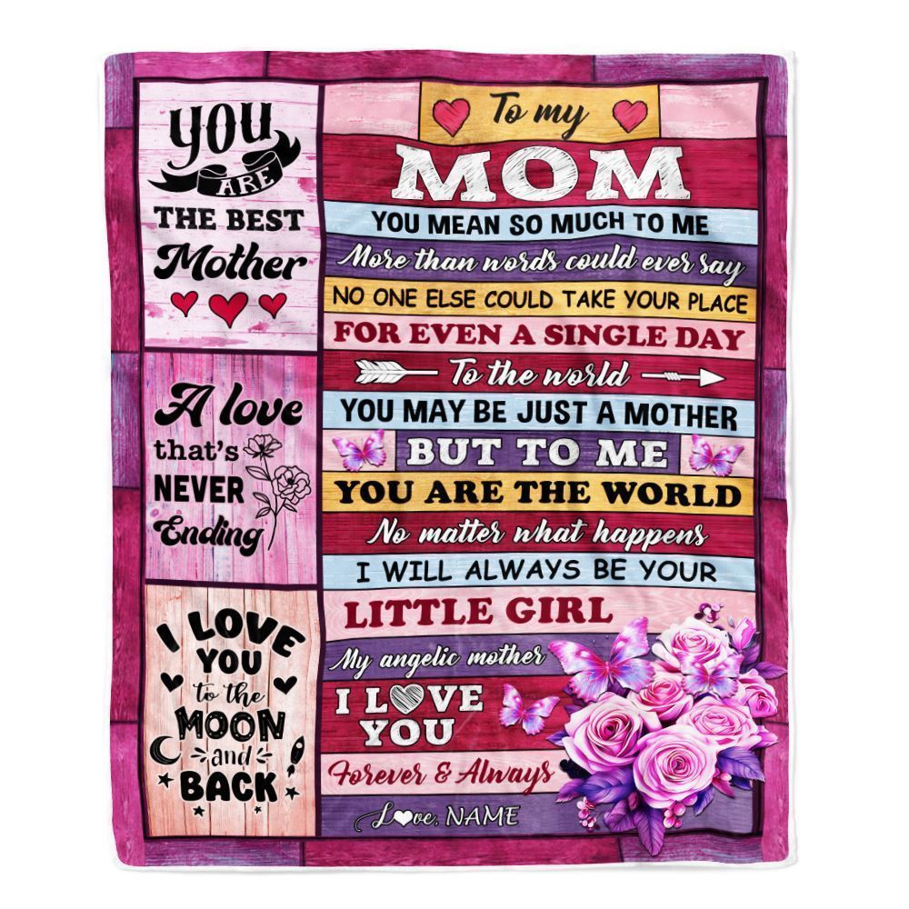Personalized To My Mom Blanket From Daughter Wood Butterfly Love My Angelic Blanket, Mother's Day Blanket, Presents For Her