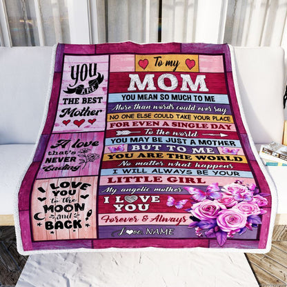 Personalized To My Mom Blanket From Daughter Wood Butterfly Love My Angelic Blanket, Mother's Day Blanket, Presents For Her