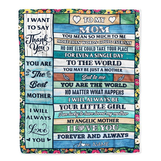 Personalized To My Mom Blanket From Daughter Wood Thank You My Angelic Blanket, Mother's Day Blanket, Presents For Her