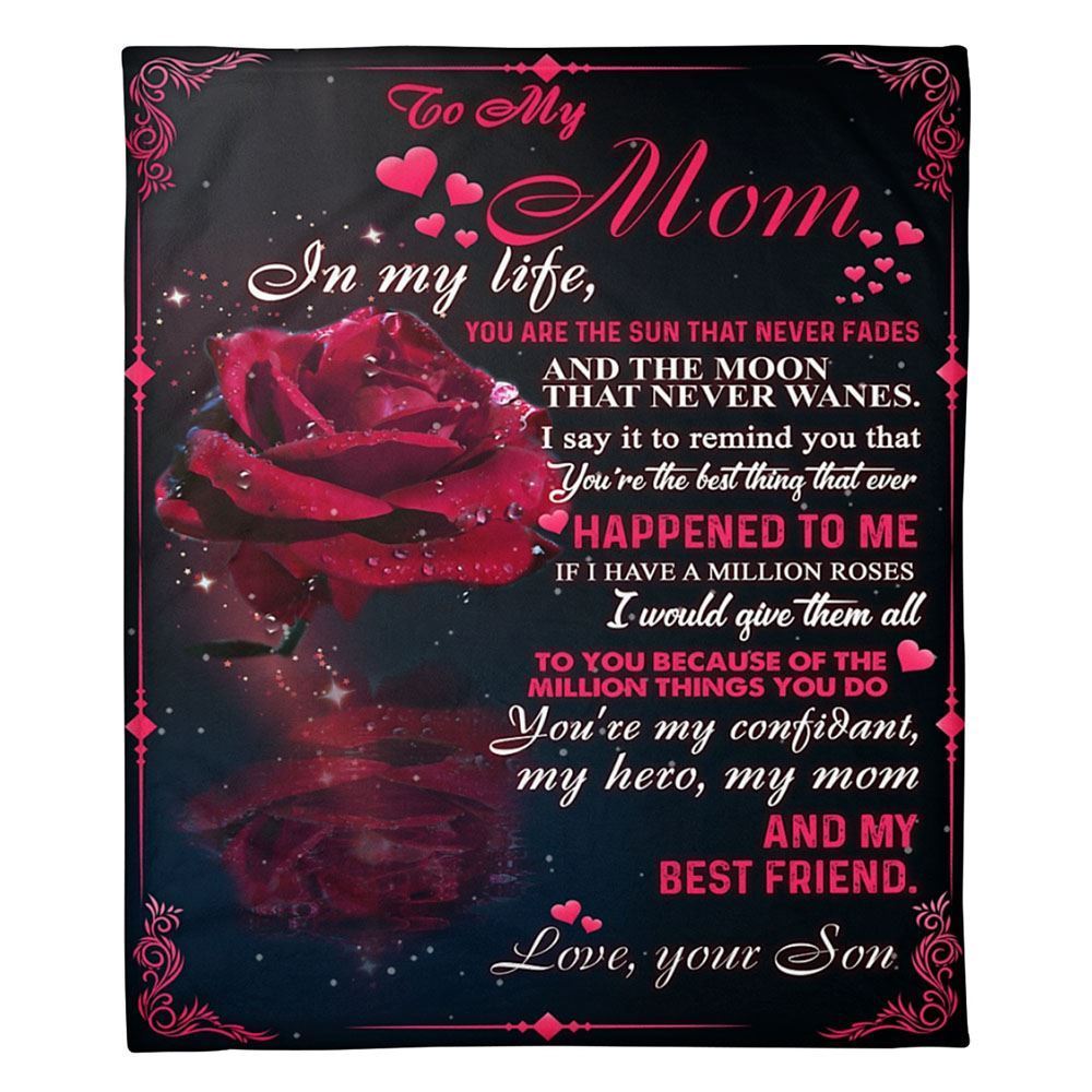 Personalized To My Mom Blanket From Kids You're The Sun That Never Fades Rose Blanket, Mother's Day Blanket, Birthday Gift