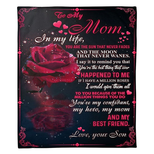 Personalized To My Mom Blanket From Kids You're The Sun That Never Fades Rose Blanket, Mother's Day Blanket, Birthday Gift