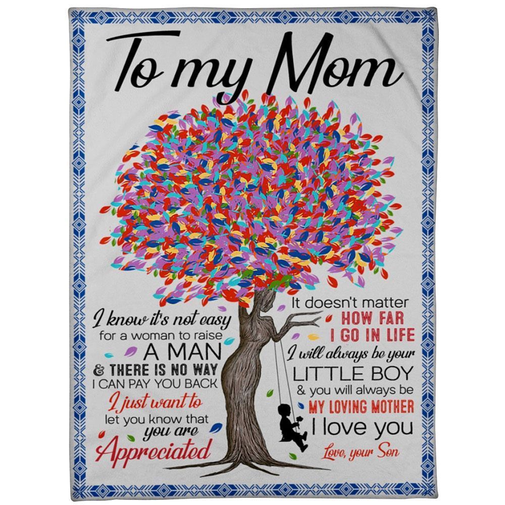 Personalized To My Mom Blanket From Son Colorful Tree Always Be My Loving Mother Blanket, Mother's Day Blanket, Birthday Gift