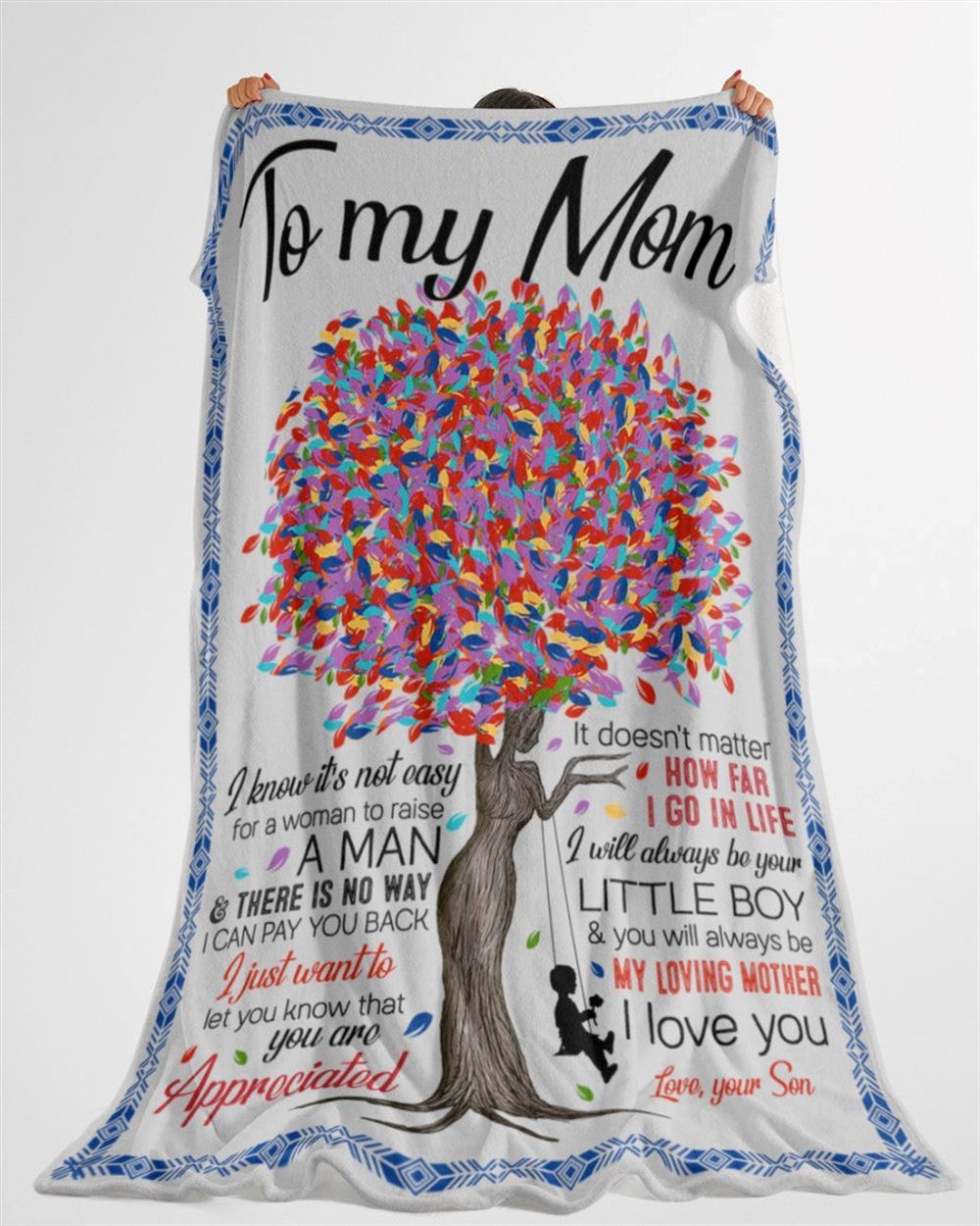 Personalized To My Mom Blanket From Son Colorful Tree Always Be My Loving Mother Blanket, Mother's Day Blanket, Birthday Gift
