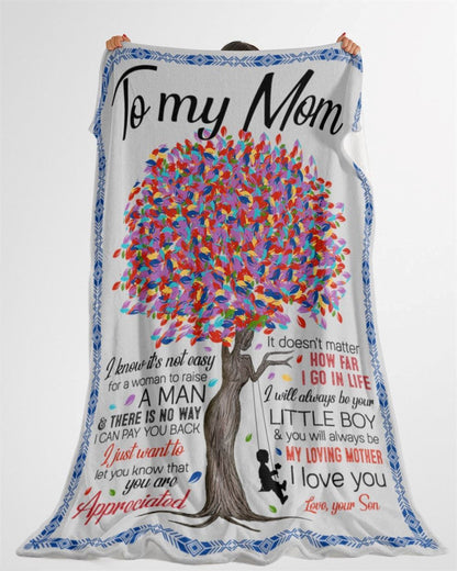 Personalized To My Mom Blanket From Son Colorful Tree Always Be My Loving Mother Blanket, Mother's Day Blanket, Birthday Gift