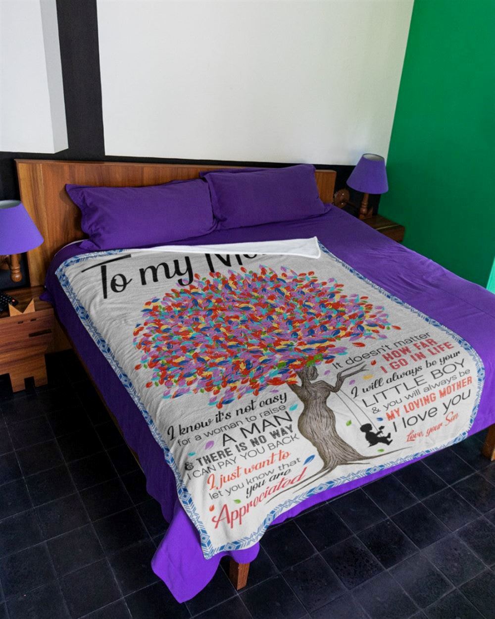 Personalized To My Mom Blanket From Son Colorful Tree Always Be My Loving Mother Blanket, Mother's Day Blanket, Birthday Gift