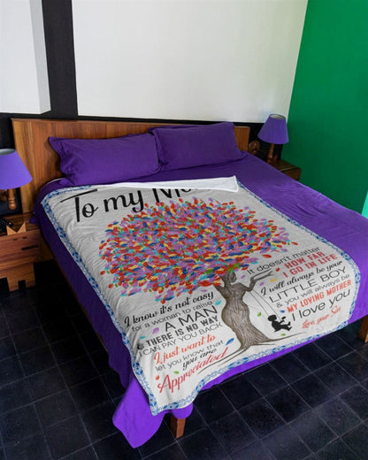 Personalized To My Mom Blanket From Son Colorful Tree Always Be My Loving Mother Blanket, Mother's Day Blanket, Birthday Gift