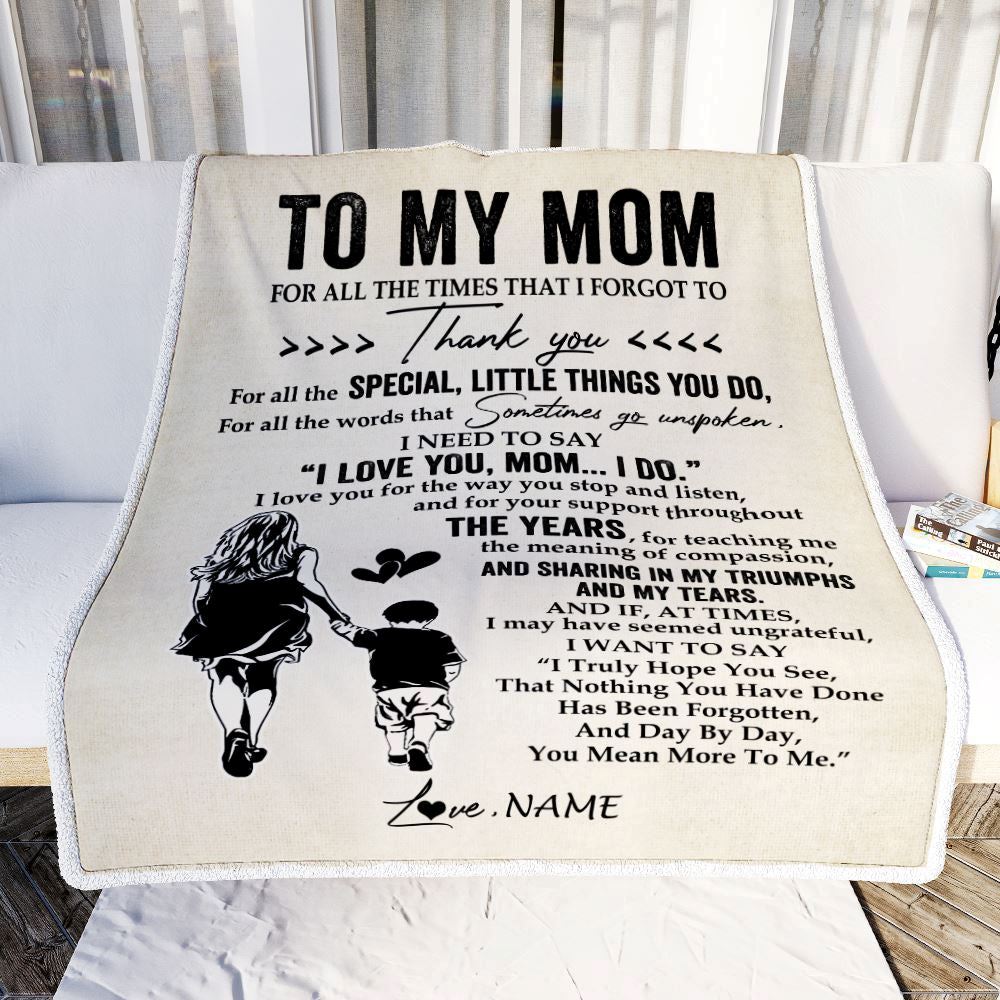 Personalized To My Mom Blanket From Son For All The Times That I Forgot To Thank You Blanket, Mother's Day Blanket, Presents For Her