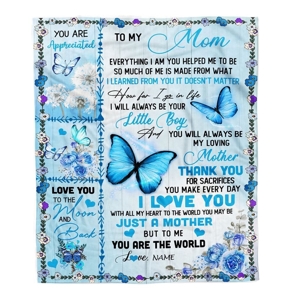 Personalized To My Mom Blanket From Son I Love You With All My Heart Butterfly Blanket, Mother's Day Blanket, Presents For Her
