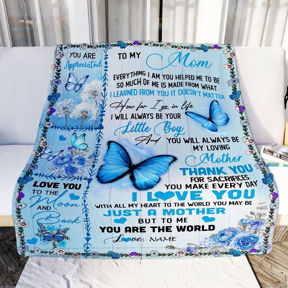 Personalized To My Mom Blanket From Son I Love You With All My Heart Butterfly Blanket, Mother's Day Blanket, Presents For Her