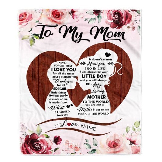 Personalized To My Mom Blanket From Son Never Forget I Love You Heart Flower Mom Blanket, Mother's Day Blanket, Presents For Her