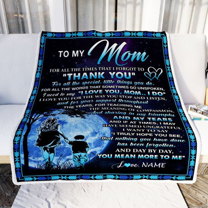 Personalized To My Mom Blanket From Son Thank You Day By Day Blanket, Mother's Day Blanket, Presents For Her