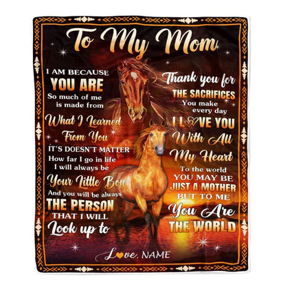 Personalized To My Mom Blanket From Son Thank You For The Sacrifices Horse Blanket, Mother's Day Blanket, Presents For Her