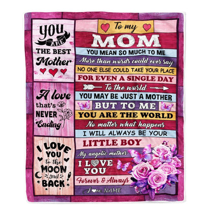 Personalized To My Mom Blanket From Son Wood Butterfly Love My Angelic Blanket, Mother's Day Blanket, Presents For Her