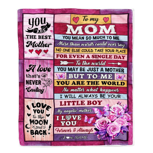 Personalized To My Mom Blanket From Son Wood Butterfly Love My Angelic Blanket, Mother's Day Blanket, Presents For Her