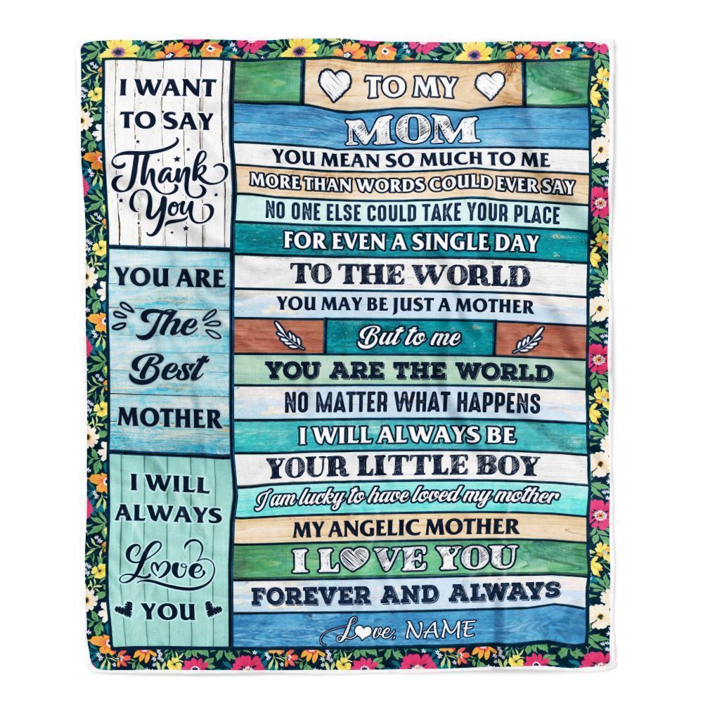 Personalized To My Mom Blanket From Son Wood Thank You My Angelic Blanket, Mother's Day Blanket, Presents For Her