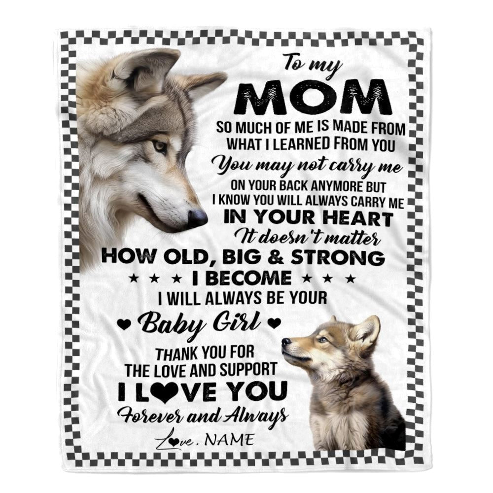 Personalized To My Mom From Daughter Blanket Wolf Always Be Your Little Blanket, Mother's Day Blanket, Presents For Her