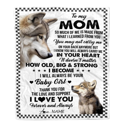Personalized To My Mom From Daughter Blanket Wolf Always Be Your Little Blanket, Mother's Day Blanket, Presents For Her
