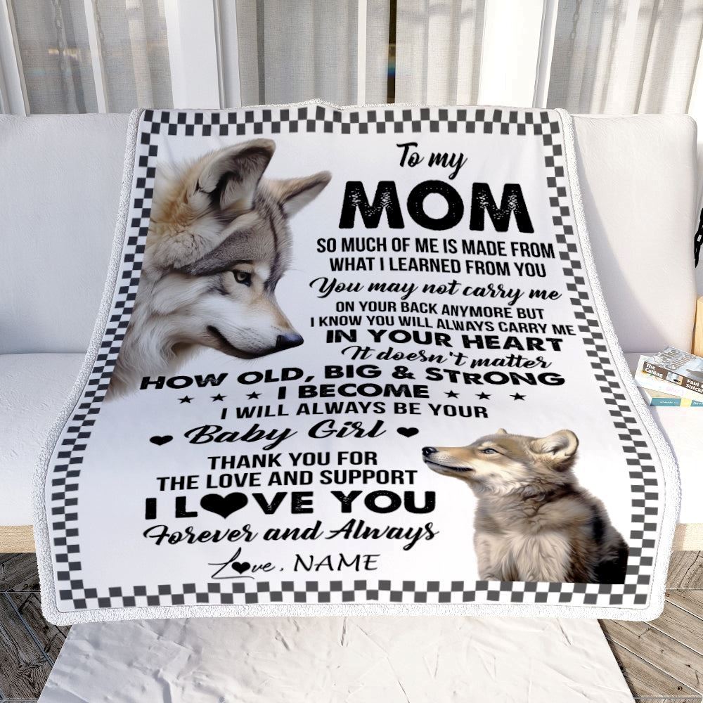 Personalized To My Mom From Daughter Blanket Wolf Always Be Your Little Blanket, Mother's Day Blanket, Presents For Her