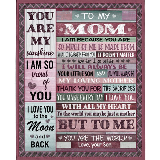 Personalized To My Mom I Love You My Sunshine World Mothers Day Gift Ideas From Son Blanket, Home Decor