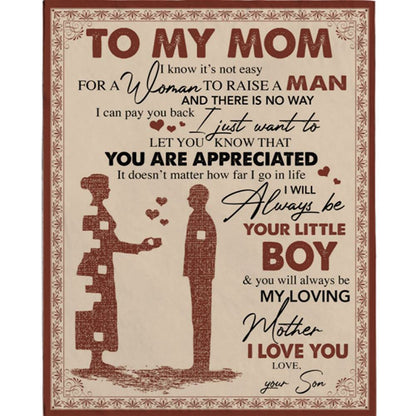 Personalized To My Mom Not Easy Raise Child I Love You Mothers Day Gift Ideas For Mom From Son Blanket, Home Decor