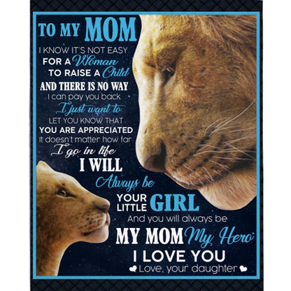 Personalized To My Mom Not Easy Woman Raise A Child You Are Appreciated I Love You Mothers Day Gift From Daughter Lion Black Blanket, Home Decor